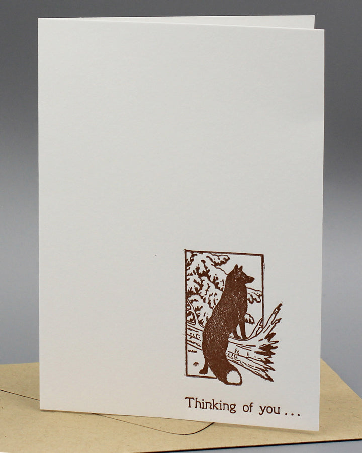 THINKING OF YOU FOX NOTE CARD - LETTERPRESS PRINTED