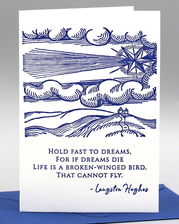 HOLD FAST TO DREAMS BLANK NOTE CARD - LETTERPRESS PRINTED