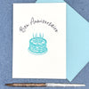 BON ANNIVERSAIRE BIRTHDAY CARD - LETTERPRESS PRINTED (Blue)