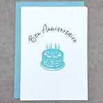 BON ANNIVERSAIRE BIRTHDAY CARD - LETTERPRESS PRINTED (Blue)