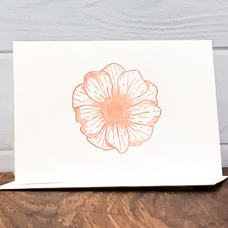 LETTERPRESS PRINTED BOXED STATIONERY SET FEATURING COLORFUL POPPIES