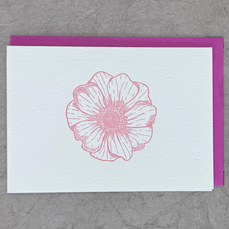 PINK POPPY NOTECARD- LETTERPRESS PRINTED